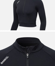 Load image into Gallery viewer, Barrel Women Resort Half Zip Crop Rashguard-BLACK - Rashguards | BARREL HK