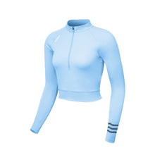 Load image into Gallery viewer, Barrel Women Resort Half Zip Crop Rashguard-BLUE - Rashguards | BARREL HK
