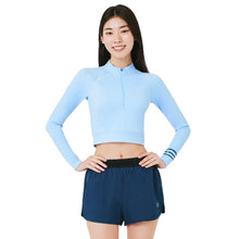 Load image into Gallery viewer, Barrel Women Resort Half Zip Crop Rashguard-BLUE - Rashguards | BARREL HK