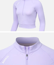Load image into Gallery viewer, Barrel Women Resort Half Zip Crop Rashguard-PURPLE - Rashguards | BARREL HK