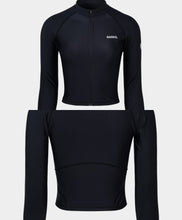 Load image into Gallery viewer, Barrel Women Sunset Crop Zip-Up Rashguard-BLACK - Rashguards | BARREL HK