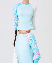 Load image into Gallery viewer, Barrel Women Sunset Flower Odd Rashguard-BLUE - Rashguards | BARREL HK