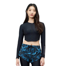 Load image into Gallery viewer, Barrel Womens Abyssal Crop ZipUp Rashguard-BLACK - Rashguards | BARREL HK