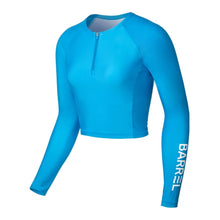 Load image into Gallery viewer, Barrel Womens Ocean Crop ZipUp Rashguard-BLUE - Blue / S - Rashguards | BARREL HK