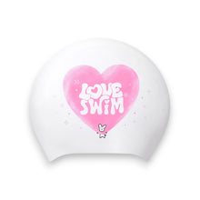Load image into Gallery viewer, Barrel Big Heart  Silicone Swim Cap-WHITE