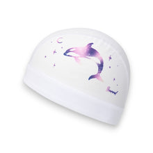 Load image into Gallery viewer, Barrel Wave Dolphine Mesh Swim Cap-WHITE