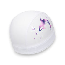 Load image into Gallery viewer, Barrel Wave Dolphine Mesh Swim Cap-WHITE
