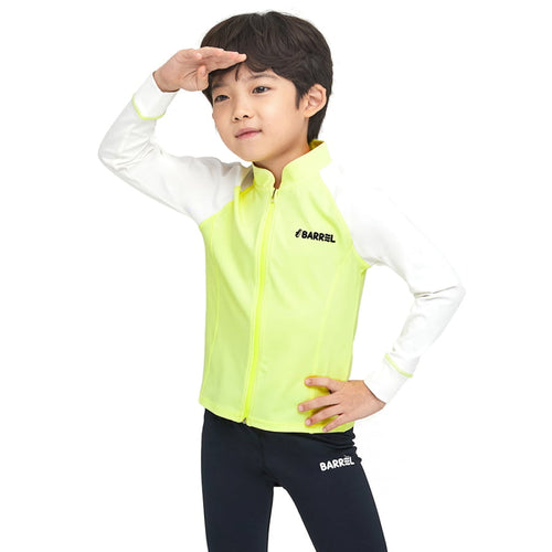 Barrel Kids Essential Zip Up Rash Guard-NEON - Rashguards | BARREL HK