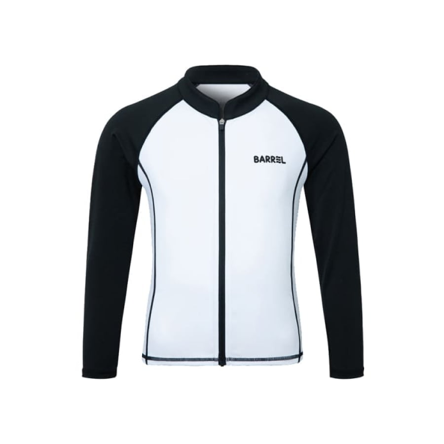 Rashguards: Barrel Kids Essential Zip Up RashGuard-WHITE - Barrel / Blue / 120 / 2025, BARREL, BARREL HK, Blue, BRIV25HKOP01