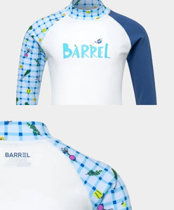 Barrel Kids Sunset Check Farm Odd Rashguard-BLUE - Rashguards | BARREL HK