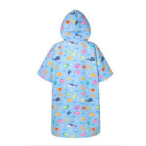 Barrel Kids Tropical Fish ZipUp Poncho Towel-BLUE - Poncho Towels | BARREL HK
