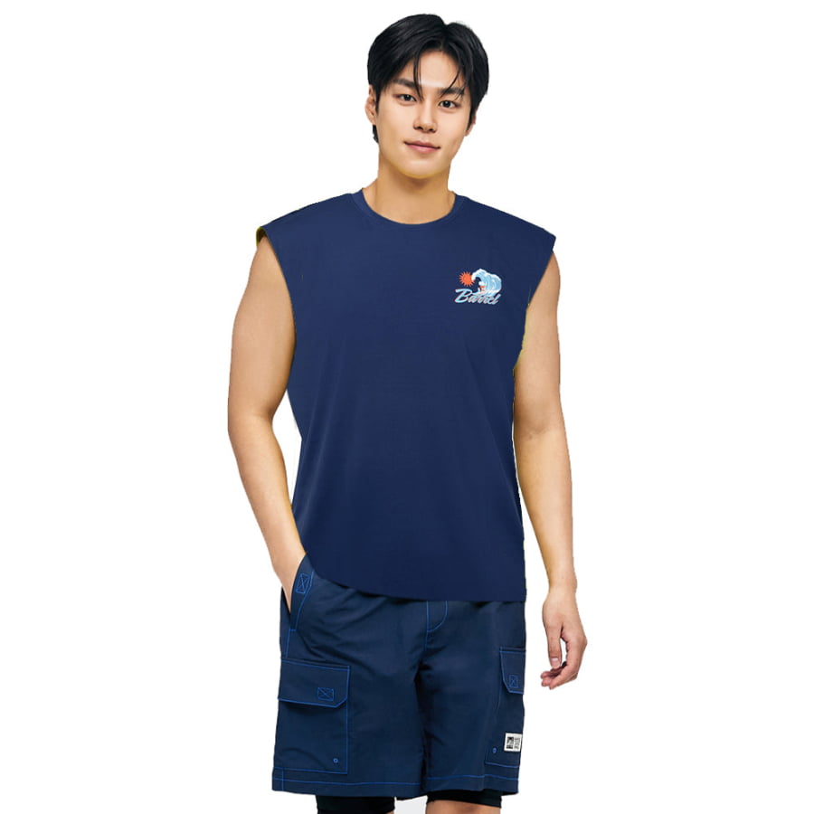 【BARREL】 Uni Tropical Sleeveless Rash Guard / 追跡付 Barrel Men Tropical Sleeveless Rashguard-NAVY – Barrel Hong Kong