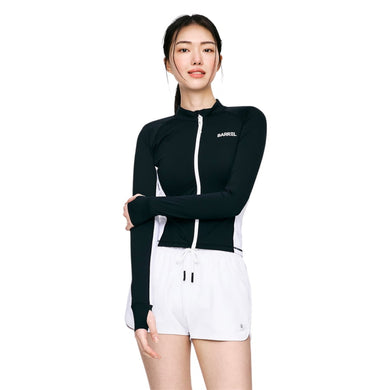 Rashguards: Barrel Women Color Scheme Crop Zip Rashguard-BLACK - 2025, BARREL, BARREL HK, Black, BRIV25HKOP02