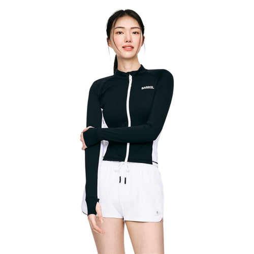 Rashguards: Barrel Women Color Scheme Crop Zip Rashguard-BLACK - 2025, BARREL, BARREL HK, Black, BRIV25HKOP02