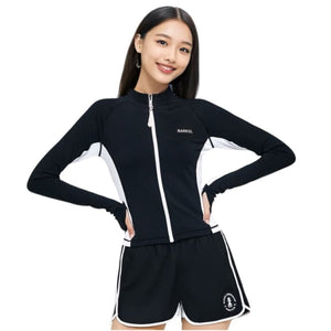 Rashguards: Barrel Women Color Scheme Crop Zip Rashguard-BLACK - 2025, BARREL, BARREL HK, Black, BRIV25HKOP02