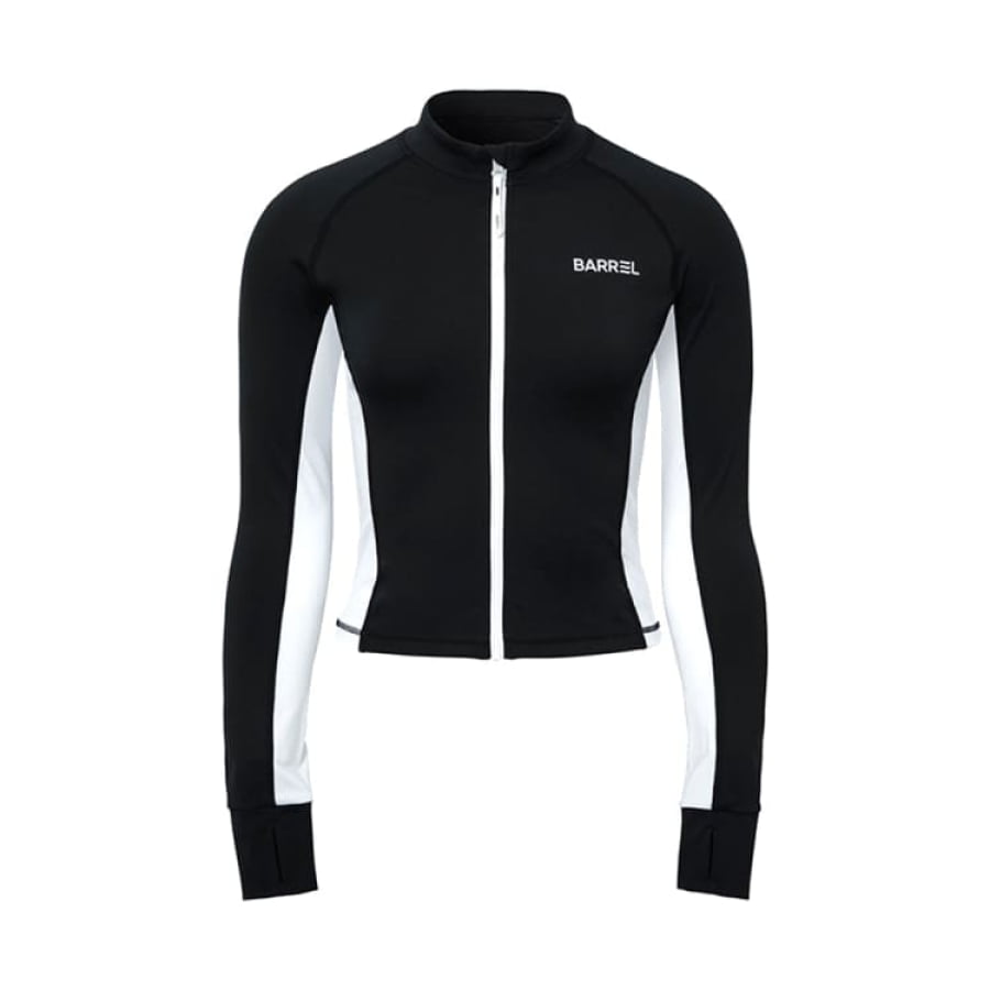 Rashguards: Barrel Women Color Scheme Crop Zip Rashguard-BLACK - Barrel / Black / S (85) / 2025, BARREL, BARREL HK, Black, BRIV25HKOP02