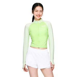 Barrel Women Color Scheme Crop Zip Rashguard-LIME - Rashguards | BARREL HK
