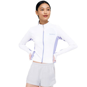 Rashguards: Barrel Women Color Scheme Crop Zip Rashguard-WHITE - 2025, BARREL, BARREL HK, BRIV25HKOP02, Clothing