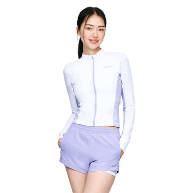Rashguards: Barrel Women Color Scheme Crop Zip Rashguard-WHITE - 2025, BARREL, BARREL HK, BRIV25HKOP02, Clothing