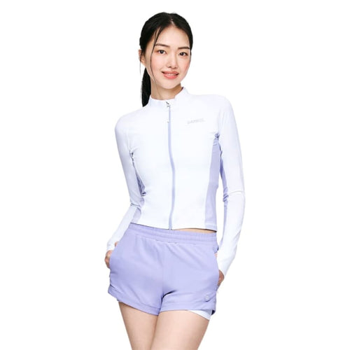 Rashguards: Barrel Women Color Scheme Crop Zip Rashguard-WHITE - 2025, BARREL, BARREL HK, BRIV25HKOP02, Clothing