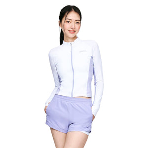 Rashguards: Barrel Women Color Scheme Crop Zip Rashguard-WHITE - 2025, BARREL, BARREL HK, BRIV25HKOP02, Clothing