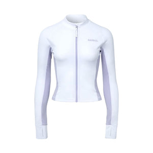 Rashguards: Barrel Women Color Scheme Crop Zip Rashguard-WHITE - Barrel / White / M (90) / 2025, BARREL, BARREL HK, BRIV25HKOP02, Clothing