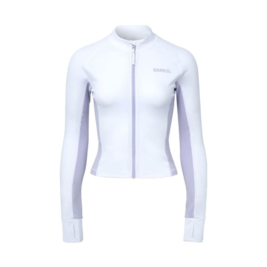 Rashguards: Barrel Women Color Scheme Crop Zip Rashguard-WHITE - Barrel / White / M (90) / 2025, BARREL, BARREL HK, BRIV25HKOP02, Clothing