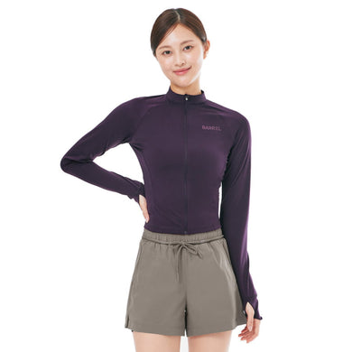 Barrel Women Essential Crop Zip Rashguard-BURGUNDY - Rashguards | BARREL HK