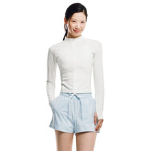 Load image into Gallery viewer, Barrel Women Essential Crop Zip Rashguard-WHITE - Rashguards | BARREL HK