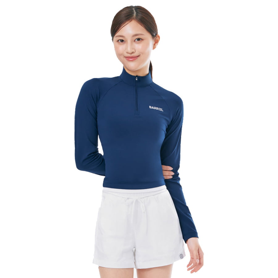 Barrel Women Essential Half Zip Crop Rashguard-NAVY – Barrel