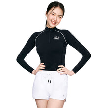 Load image into Gallery viewer, Barrel Women Logo Half Zip Crop Rashguard-BLACK - Rashguards | BARREL HK