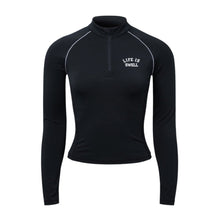 Load image into Gallery viewer, Barrel Women Logo Half Zip Crop Rashguard-BLACK - Barrel / Black / S (85) - Rashguards | BARREL HK