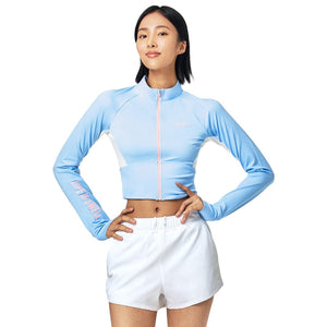 Barrel Women Motion Crop Zip-Up Rash Guard-AQUA - Rashguards | BARREL HK