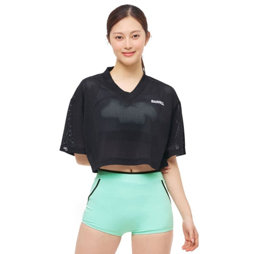 Swim Tops: Barrel Women Motion Mesh Crop Cover Up-BLACK - BARREL, BARREL HK, Black, BRIV24HKOPT01, Clothing
