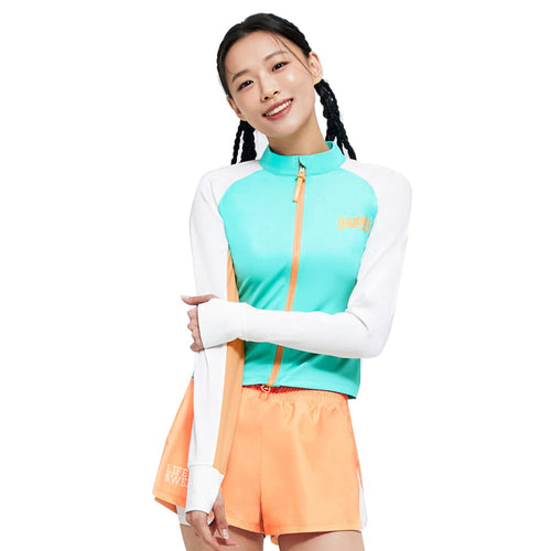 Barrel Women Romantic Crop Zip Up Rashguard-MINT - Rashguards | BARREL HK