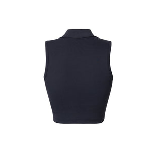 Barrel Fit Club Collar Crop Top-BLACK - Sleeveless | BARREL HK