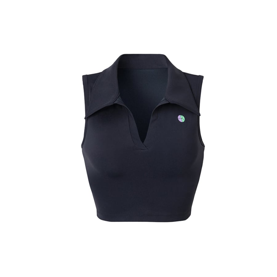 Barrel Fit Club Collar Crop Top-BLACK - Black / S - Sleeveless | BARREL HK