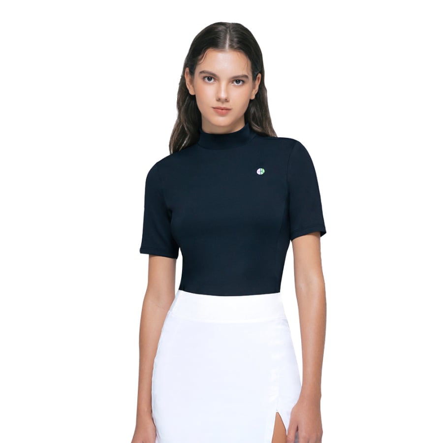 Black high neck top hotsell short sleeve