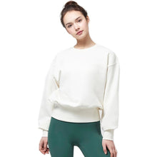 Load image into Gallery viewer, Barrel Fit Womens Crop Sweatshirts-CREAM - Fitness Hoodies &amp; Sweaters | BARREL HK