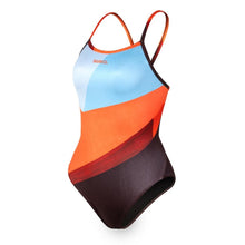 Load image into Gallery viewer, Barrel Womens Training T Pattern V Back Strap Swimsuit-ORANGE LEVEL - Swimsuits | BARREL HK
