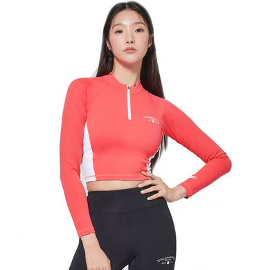 Barrel Womens Volley Half-Zip Crop Rashguard-RED - Rashguards | BARREL HK